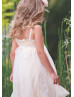 Spaghetti Straps Ivory Gold Sequin Tulle Boho Flower Girl Dress